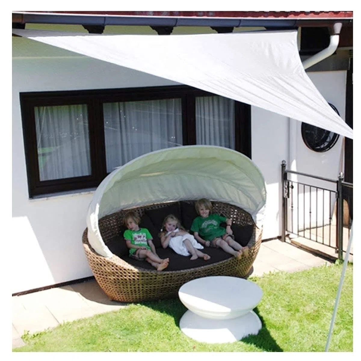 Daszek przeciwsłoneczny z baldachimem Cień żagla słonecznego, trójkątna osłona przeciwsłoneczna, markizy tarasu ogrodowego, biały namiot kempingowy z tkaniny oxford