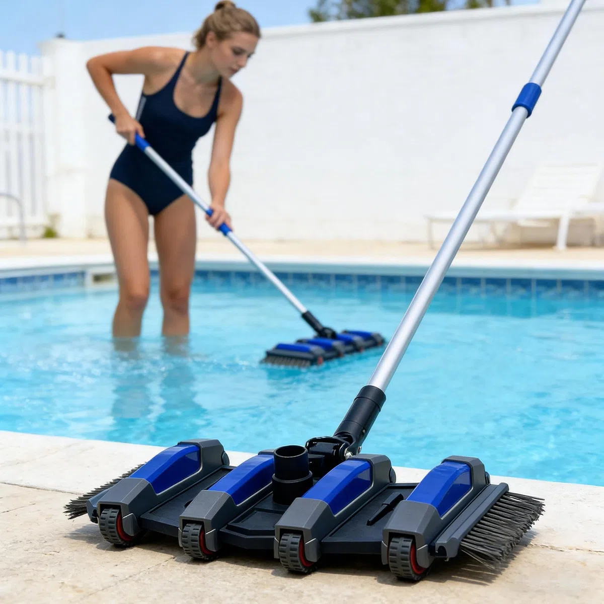 Odkurzacz basenowy z głowicą 36 cm, części do basenu naziemnego z kołami | Odkurzacz basenowy do basenów Do czyszczenia basenu, spa, węża, tarasu, ogrodu