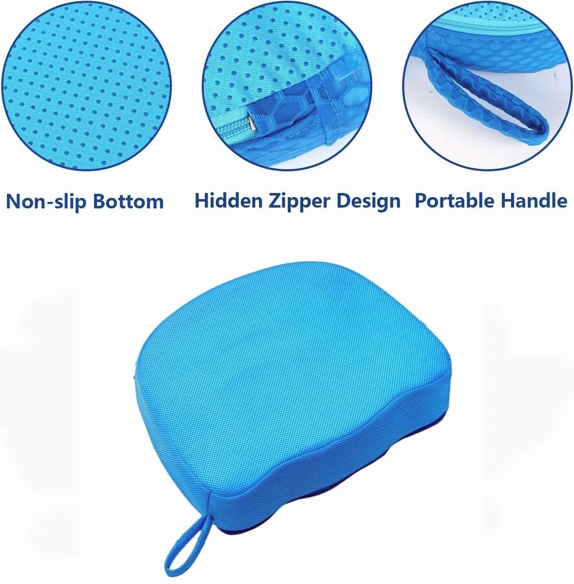 Podwyższająca Poduszka do Jacuzzi dla Dorosłych 38 x 30 x 13 cm, Siedzisko do Spa i Wanny z Oddychającą Siatką 3D, Antypoślizgowa i Obciążona Poduszka do Jacuzzi, Basenu i Wanny (niebieski kształt)