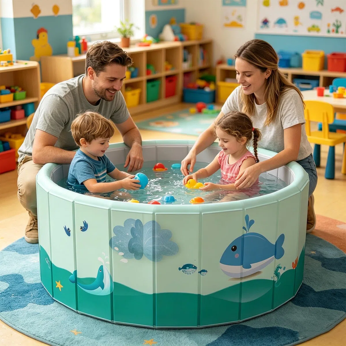 Basen Nienadmuchiwany Przenośna Interaktywna Misa Kąpielowa | Rozkładany basen dla dzieci Dla Dorosłych Rodzin Psów Zwierząt Domowych Na Zewnątrz Ogród Patio Letnia Impreza