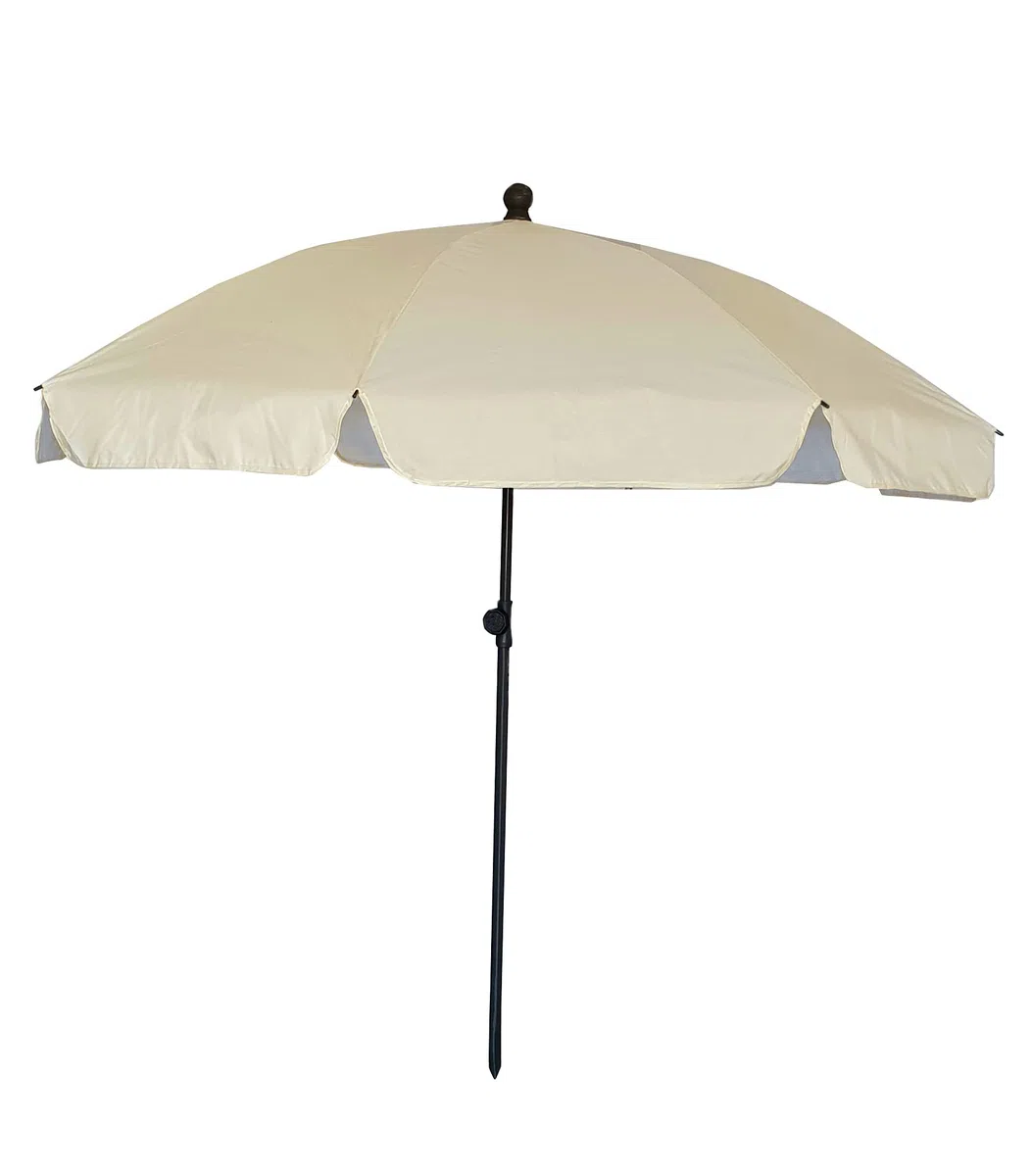 Parasol ogrodowy/plażowy Ø 2 m, Parasol ogrodowy z UPF 50+, Chylny, przenośny i odporny na wiatr, torba transportowa, żelazna rura 22/25mm, Beżowy, 200 cm