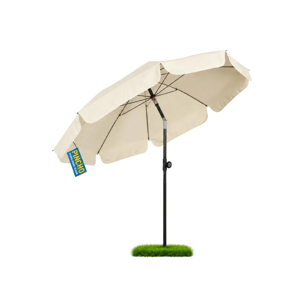 Parasol ogrodowy/plażowy Ø 2 m, Parasol ogrodowy z UPF 50+, Chylny, przenośny i odporny na wiatr, torba transportowa, żelazna rura 22/25mm, Beżowy, 200 cm